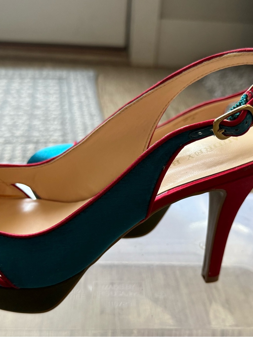 Women's Teal and Red Slingback High Heels